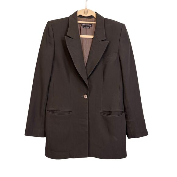 Giorgio Armani Blazer Jacket Womens Dark Green L Wool Silk Business Career Italy - Picture 1 of 12